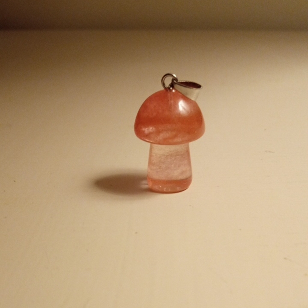 Cherry Quartz Mushroom Pendant